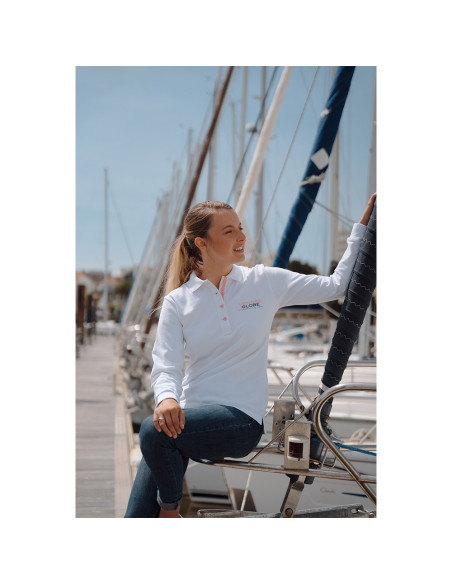 Polo Manche Longue Safran Blanc | Vendée Globe