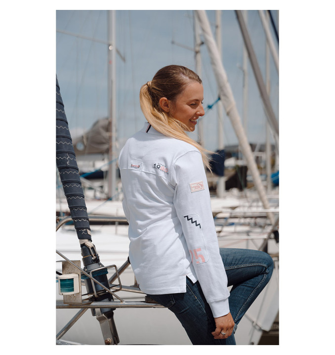 Polo Manche Longue Safran Blanc | Vendée Globe