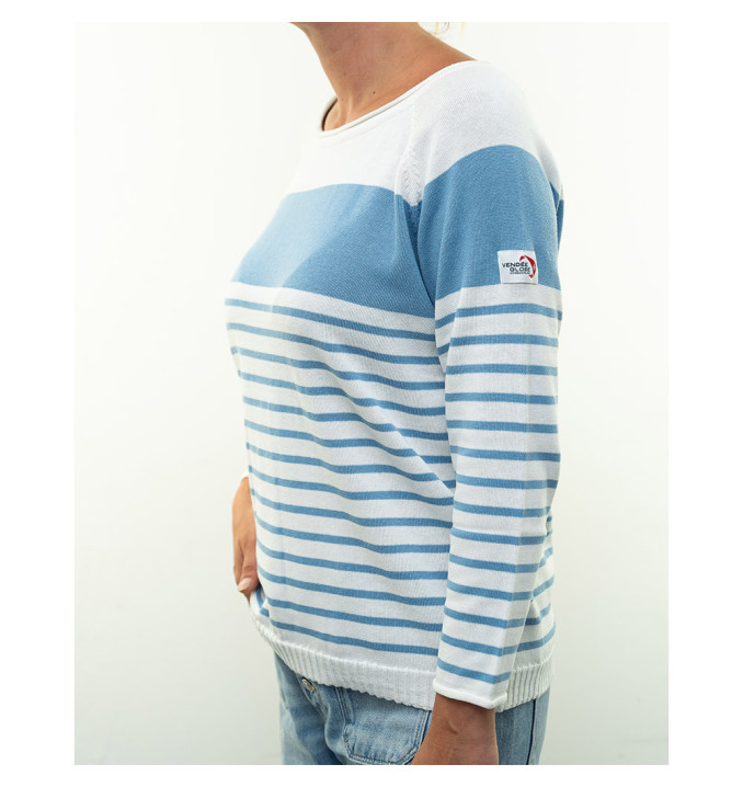 Pull Orchidée Blanc / Azur | Vendée Globe