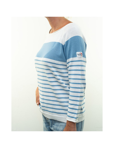 Pull Orchidée Blanc / Azur | Vendée Globe