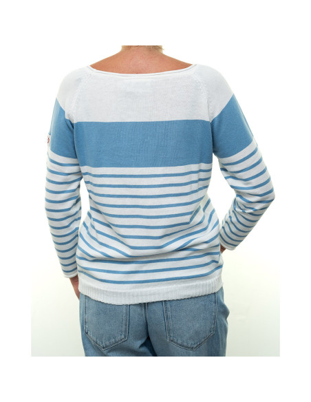 Pull Orchidée Blanc / Azur | Vendée Globe