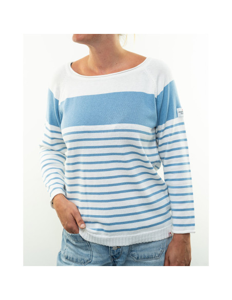 Pull Orchidée Blanc / Azur | Vendée Globe