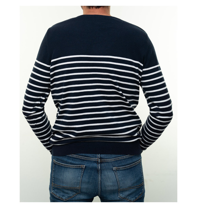 Pull Eduardo Marine / Blanc | Vendée Globe