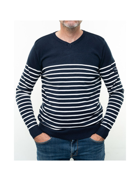 Pull Eduardo Marine / Blanc | Vendée Globe