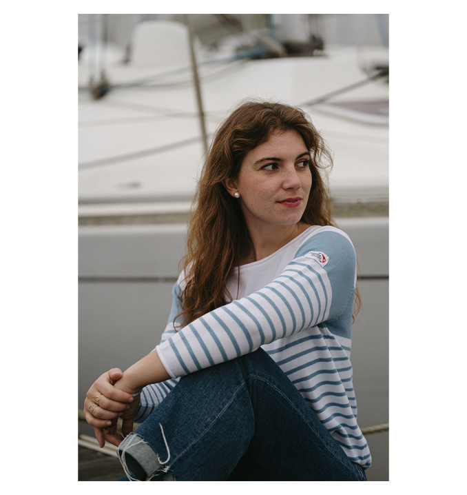 Pull Orchidée Blanc / Azur | Vendée Globe