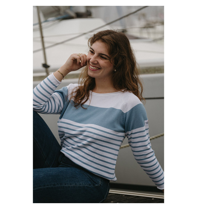 Pull Orchidée Blanc / Azur | Vendée Globe