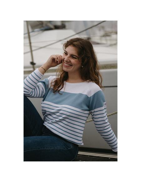 Pull Orchidée Blanc / Azur | Vendée Globe