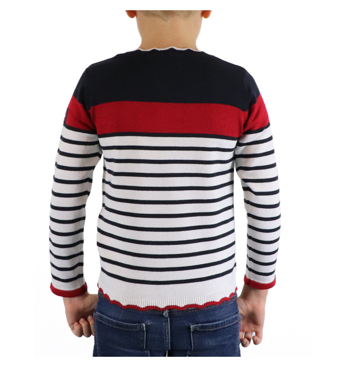 Pull Hannae Blanc / Marine / Rouge | Vendée Globe