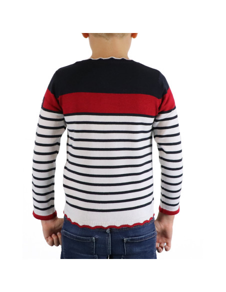 Pull Hannae Blanc / Marine / Rouge | Vendée Globe