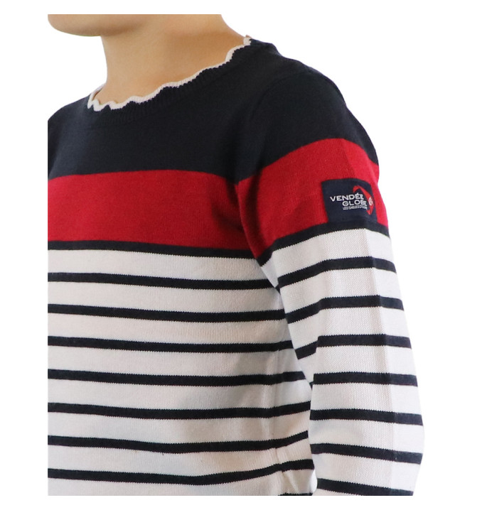Pull Hannae Blanc / Marine / Rouge | Vendée Globe