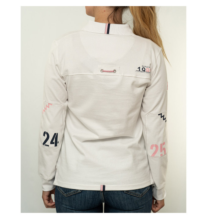 Polo Manche Longue Safran Blanc | Vendée Globe