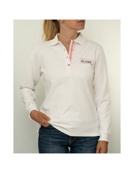 Polo Manche Longue Safran Blanc | Vendée Globe