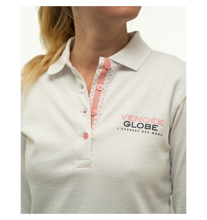 Polo Manche Longue Safran Blanc | Vendée Globe